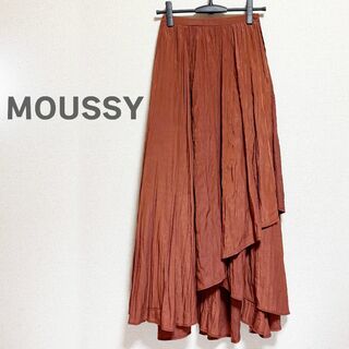 マウジー(moussy)のMOUSSY マウジー ロング　スカート　オレンジ　サテン プリーツ　光沢感(ロングスカート)