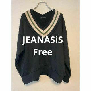 JEANASiS ジーナシス Vネック 長袖 ニットセーター ネイビー サイズF(ニット/セーター)