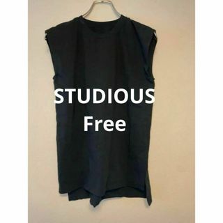 STUDIOUS ステュディオス ノースリーブ トップス ブラック 日本製(Tシャツ(半袖/袖なし))