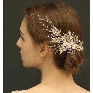 お花と小枝ヘアアクセサリー ヘッドドレス 23cm×8cm(その他)