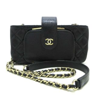 CHANEL - CHANEL(シャネル) 携帯電話ケース マトラッセ AP2916 黒 ゴールド金具/チェーンショルダー/フォンケース キャビアスキン