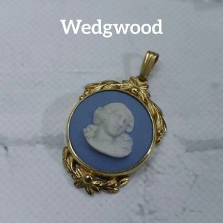 ウェッジウッド(WEDGWOOD)の【匿名配送】 ウェッジウッド ペンダントトップ ゴールド カメオ 水色 5(ネックレス)