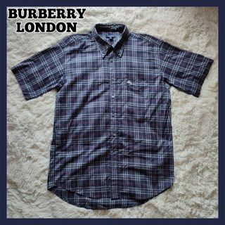 Burberry  バーバリー　ノバチェック柄　メンズ　半袖シャツ　ネイビー　M