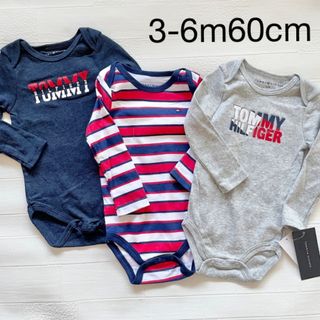 トミーヒルフィガー(TOMMY HILFIGER)の3-6m60cm 長袖ロンパース　3点セット　トミーヒルフィガー(ロンパース)