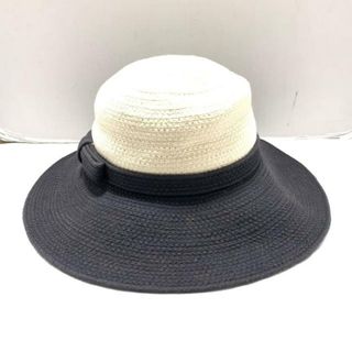 ケイトスペードニューヨーク(kate spade new york)のKate spade(ケイトスペード) ハット - アイボリー×黒 リボン/hats off コットン(ハット)