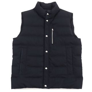 モンクレール(MONCLER)の良品○MONCLER モンクレール D20914338000 549FN TARNAC GILET ロゴ入り スタンドカラー トリコロール ダブルジップ ダウンベスト ネイビー 3 イタリア製 正規品 メンズ(ダウンベスト)