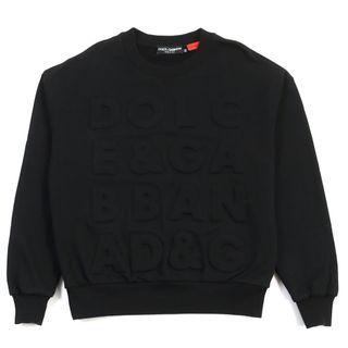 ドルチェアンドガッバーナ(DOLCE&GABBANA)の良品○DOLCE&GABBANA ドルチェ＆ガッバーナ G9QI2T / G7TOO  DGMILLENNIALS コットン100% 黒タグ ロゴデザイン エンブロイダリー クルーネック スウェット ブラック XS イタリア製 正規品 メンズ(スウェット)