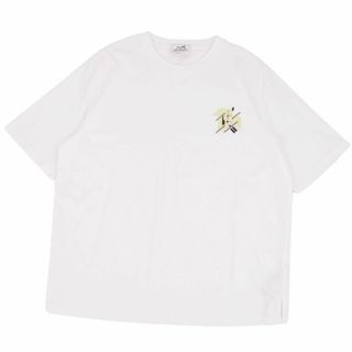 Hermes - 未使用 エルメス HERMES 23SS Tシャツ カットソー 半袖 ショートスリーブ レザーパッチ トップス メンズ XL ホワイト