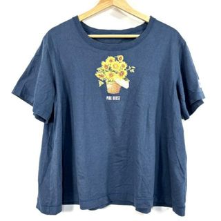 ピンクハウス(PINK HOUSE)のPINK HOUSE(ピンクハウス) 半袖Tシャツ レディース - ネイビー×イエロー×マルチ クルーネック/花柄(Tシャツ(半袖/袖なし))