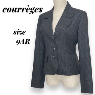 クレージュ(Courreges)のクレージュ ウール ピンストライプ テーラードジャケット 9AR(M) グレー(テーラードジャケット)