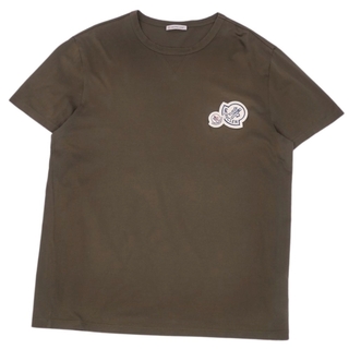 モンクレール(MONCLER)の美品 モンクレール MONCLER 2020年 Tシャツ カットソー ショートスリーブ 半袖 ロゴ コットン トップス メンズ L カーキ(Tシャツ/カットソー(半袖/袖なし))