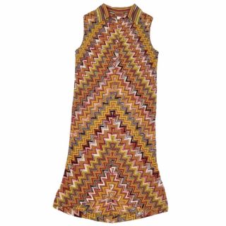 ミキハウス(mikihouse)の美品 ミッソーニ MISSONI ワンピース ニット サマーニット ロングワンピース ノースリーブ イタリア製 レディース 48(ひざ丈ワンピース)