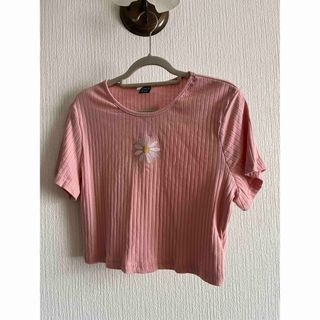 シーイン(SHEIN)の[新品]SHEIN シーイン　短Tシャツ　ピンク　花　 Lサイズ　新品タグ付き(Tシャツ(半袖/袖なし))