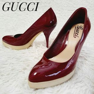 グッチ(Gucci)のグッチ 近年モデル✨ラバーソール ハイヒールパンプス ボルドー 赤 35.5(ハイヒール/パンプス)