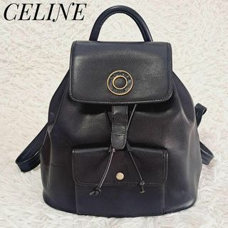 セリーヌ(celine)のセリーヌ 激レア✨ヴィンテージ リュックサック サークルロゴ レザー 黒(リュック/バックパック)