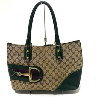 グッチ(Gucci)のGUCCI(グッチ) トートバッグ GG柄,ホースビット 137385 ベージュ×ダークブラウン×ダークグリーン ジャガード×レザー(トートバッグ)