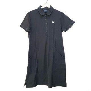 BURBERRYGOLF(バーバリーゴルフ) ワンピース サイズLL レディース - 黒 レギュラーカラー/半袖/ひざ丈 綿、ポリエステル(その他)