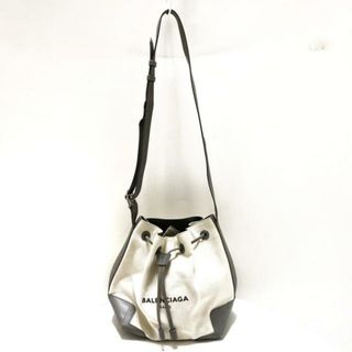 Balenciaga - BALENCIAGA(バレンシアガ) ショルダーバッグ ネイビーバケット 409000 アイボリー×グレー キャンバス×レザー