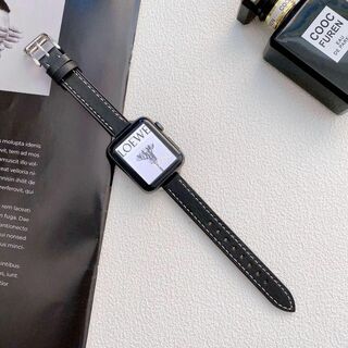 アップルウォッチ　Applewatch　レザーベルト　本革　ブラック　バンド(腕時計)