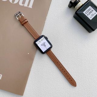 アップルウォッチ　Applewatch　レザーベルト　本革　ブラウン　バンド(腕時計)