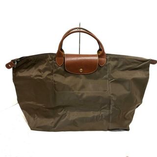 ロンシャン(LONGCHAMP)のLONGCHAMP(ロンシャン) ハンドバッグ美品  プリアージュ カーキ×ブラウン 折りたたみ ナイロン×レザー(ハンドバッグ)