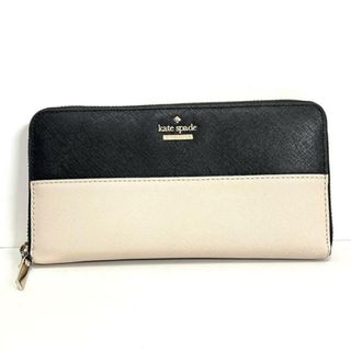 ケイトスペードニューヨーク(kate spade new york)のKate spade(ケイトスペード) 長財布 - PWRU5073B 黒×ベージュ×ゴールド ラウンドファスナー レザー(財布)