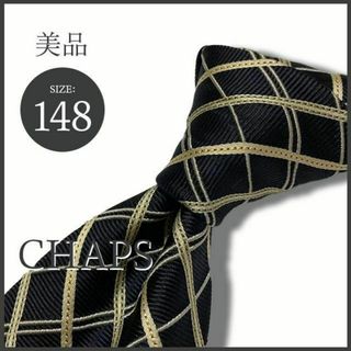 CHAPS ラルフローレン チェック柄 ネクタイ 黒×ベージュ 総シルク 美品(ネクタイ)