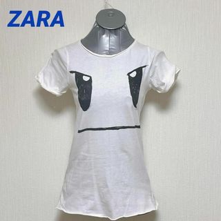 ザラ(ZARA)のZARA フェイスプリント 白Tシャツ(Tシャツ(半袖/袖なし))