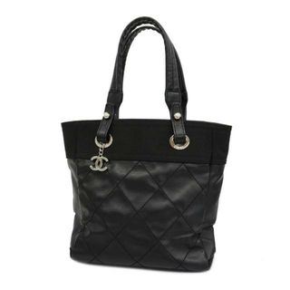 シャネル(CHANEL)の【4ie6376】シャネル トートバッグ/パリビアリッツ/キャンバス/ブラック/シルバー金具 【中古】レディース(トートバッグ)