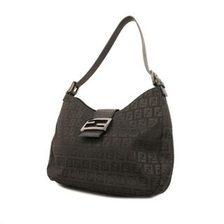 フェンディ(FENDI)の【4ie6437】フェンディ ハンドバッグ/ズッキーノ/ナイロンキャンバス/ブラック/シルバー金具 【中古】 レディース(ハンドバッグ)