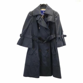 バーバリーブルーレーベル(BURBERRY BLUE LABEL)のバーバリーブルーレーベル 三陽商会 ラメ入 7分袖 トレンチコート 36 黒 BURBERRY BLUE LABEL レディース(トレンチコート)