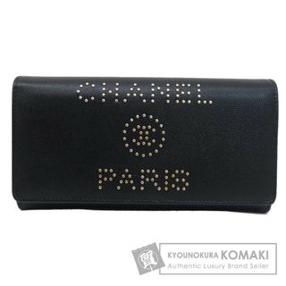 シャネル(CHANEL)のCHANEL ロゴスタッズ ゴールド金具 長財布（小銭入れあり） キャビアスキン レディース(財布)