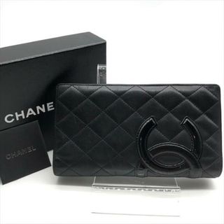 シャネル(CHANEL)のCHANEL シャネル カンボンライン 二つ折り 長財布 ブラック ピンク バイカラー エナメル レザー ココマーク レディース k2088(財布)