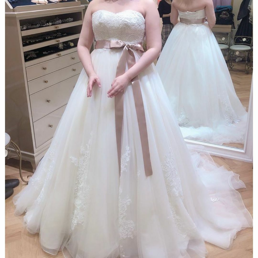ミモレ丈 花嫁ドレス レース しよ 白 可愛い ウェディングドレス L ミモレ丈 花嫁ドレス レース しよ 白 可愛い ウェディングドレス L