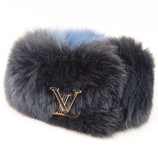 ルイヴィトン(LOUIS VUITTON)の未使用品 LOUIS VUITTON ルイヴィトン ティペット LV金具 FOX マフラー フォックス/シルク ブルー レディース【中古】(マフラー/ショール)