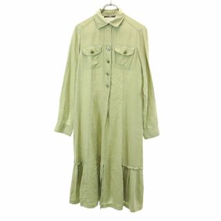 マックスマーラ(Max Mara)のマックスマーラ リネン100％ 長袖 シャツワンピース 40 カーキ MAX MARA レディース(その他)