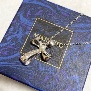 ミキモト(MIKIMOTO)のMIKIMOTO silver パールネックレス　クロス　真珠 925(ネックレス)