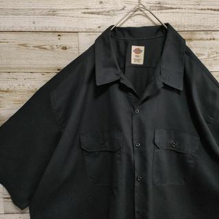 ディッキーズ(Dickies)の【756】USA古着　ディッキーズ半袖ワークシャツ黒３ＸＬ　アメカジビックサイズ(シャツ)