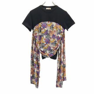 エミリオプッチ(EMILIO PUCCI)のエミリオプッチ 半袖 シルクパーツ ドッキング Tシャツ S 黒系 Emilio Pucci レディース(Tシャツ(半袖/袖なし))