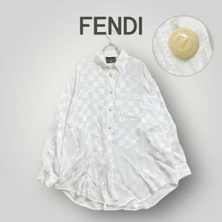 [希少!] ゆったりサイズ ヴィンテージ FENDI サテンシャツ ロゴ入 40