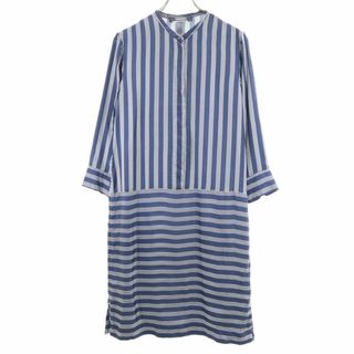 'S Max Mara - エスマックスマーラ ストライプ 長袖 ワンピース ブルー系 S Max Mara フロントボタン レディース