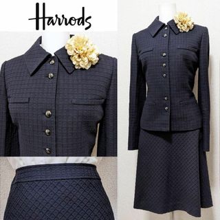 ハロッズ(Harrods)の⁑【美品】ハロッズ　セレモニースーツ　深い紺色　立体的格子とドット(スーツ)