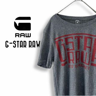 G-STAR RAW - ジースターロゥ Tシャツ 古着 ビッグロゴ プリント 薄手 グレーb58