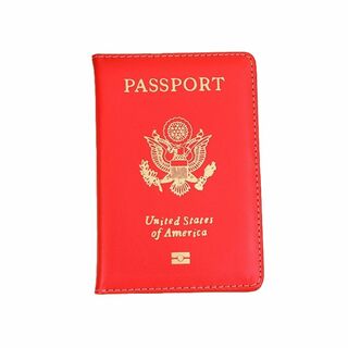 red色　アメリカ風パスポートカバー - 日本からアメリカへの旅を楽しもう！(旅行用品)
