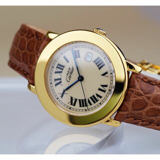 カルティエ(Cartier)の美品 カルティエ マスト ロンド II ローマン デイト LM Cartier(腕時計(アナログ))