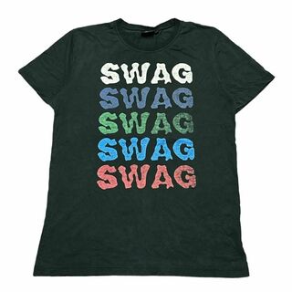SWAG スワッグ カラフルロゴ 半袖Tシャツ ブラック US古着 v16(Tシャツ/カットソー(半袖/袖なし))