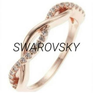 スワロフスキー(SWAROVSKI)のスワロフスキーCZ 2本 ツイスト ひねり 交差 パヴェ （ピンクゴールド）(リング(指輪))