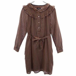 アーペーセー(A.P.C)のアーペーセー ストライプ柄 長袖 ワンピース S 茶系 A.P.C. レディース(その他)