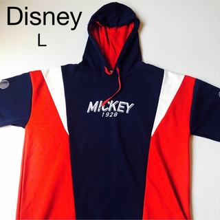 ディズニー(Disney)の美品Disneyミッキーマウス柄半袖パーカー(パーカー)
