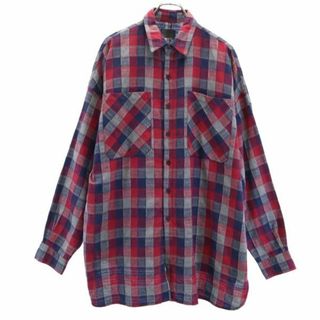 ダンケシェーン(DANKE SCHON)のダンケシェーン リネンブレンド コットン チェック柄 長袖 ロング シャツ F 赤系 Danke Schon メンズ(シャツ)